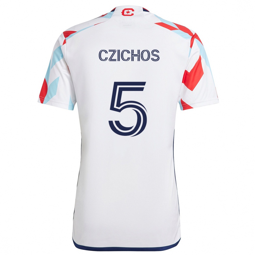 Niño Fútbol Camiseta Rafael Czichos #5 Blanco Rojo Azul 2ª Equipación 2024/25 Argentina