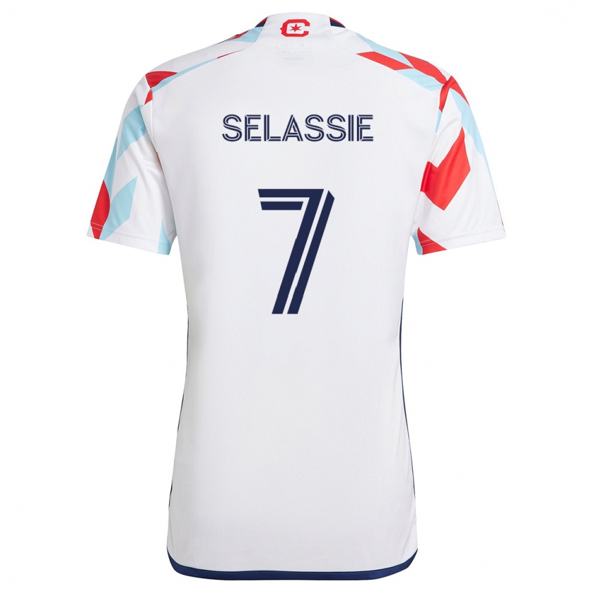 Niño Fútbol Camiseta Maren Haile-Selassie #7 Blanco Rojo Azul 2ª Equipación 2024/25 Argentina