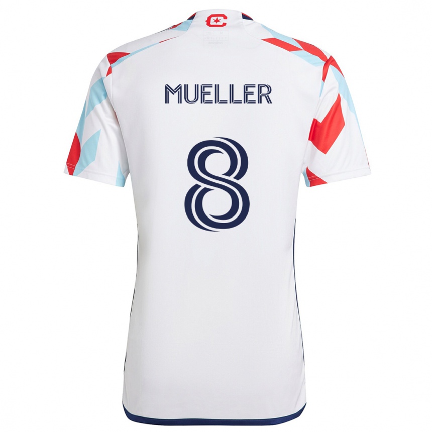 Niño Fútbol Camiseta Chris Mueller #8 Blanco Rojo Azul 2ª Equipación 2024/25 Argentina