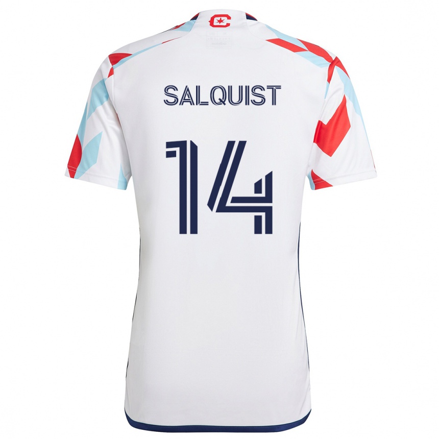 Niño Fútbol Camiseta Tobias Salquist #14 Blanco Rojo Azul 2ª Equipación 2024/25 Argentina