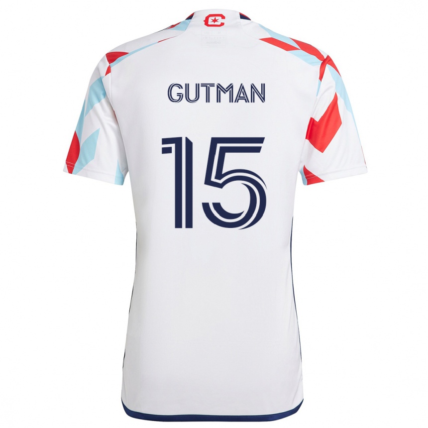 Niño Fútbol Camiseta Andrew Gutman #15 Blanco Rojo Azul 2ª Equipación 2024/25 Argentina