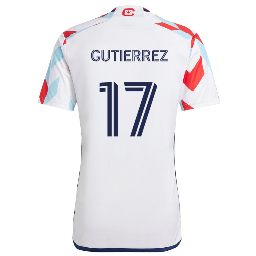 Niño Fútbol Camiseta Brian Gutiérrez #17 Blanco Rojo Azul 2ª Equipación 2024/25 Argentina