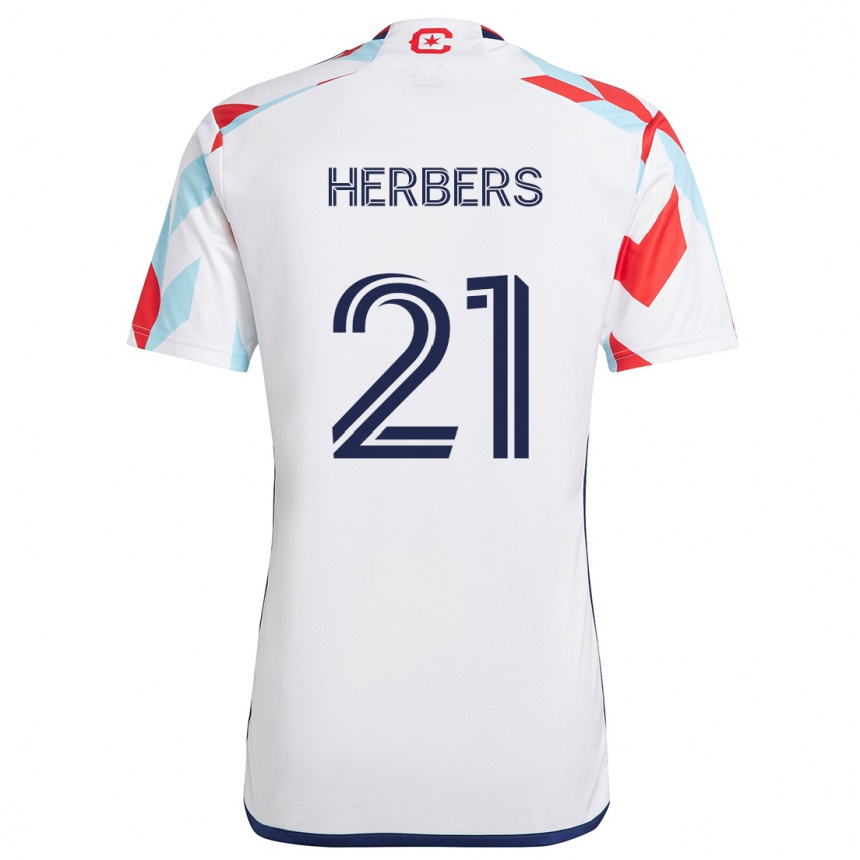 Niño Fútbol Camiseta Fabian Herbers #21 Blanco Rojo Azul 2ª Equipación 2024/25 Argentina