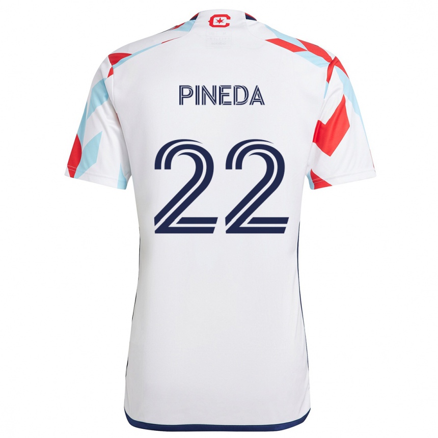 Niño Fútbol Camiseta Mauricio Pineda #22 Blanco Rojo Azul 2ª Equipación 2024/25 Argentina