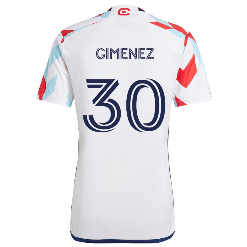 Niño Fútbol Camiseta Gastón Giménez #30 Blanco Rojo Azul 2ª Equipación 2024/25 Argentina