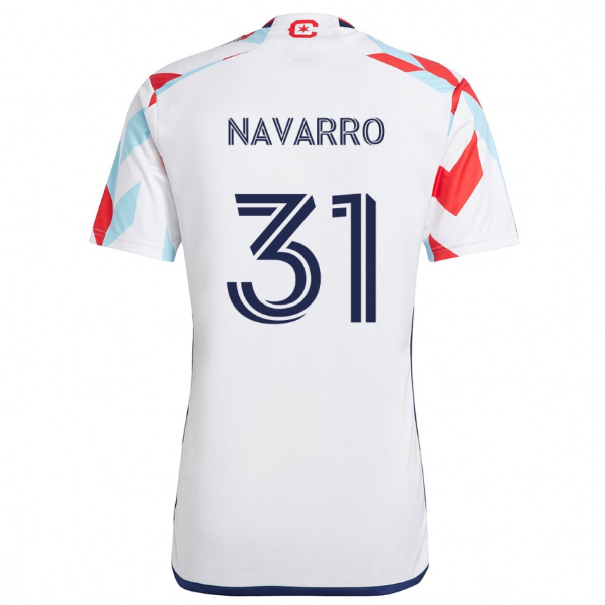 Niño Fútbol Camiseta Federico Navarro #31 Blanco Rojo Azul 2ª Equipación 2024/25 Argentina