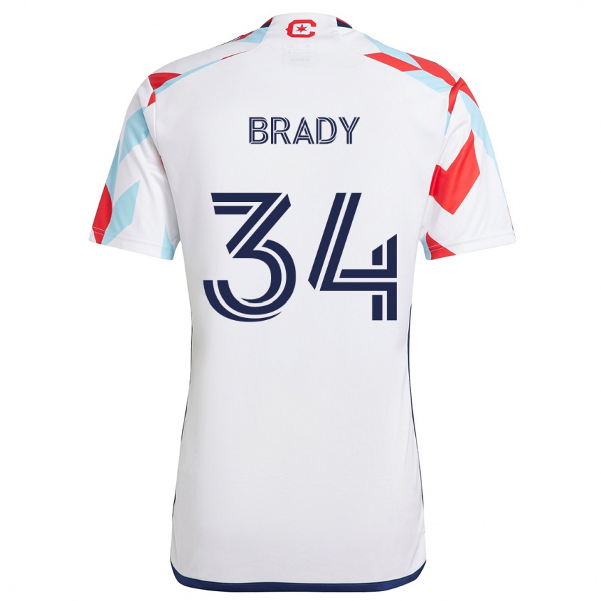 Niño Fútbol Camiseta Chris Brady #34 Blanco Rojo Azul 2ª Equipación 2024/25 Argentina