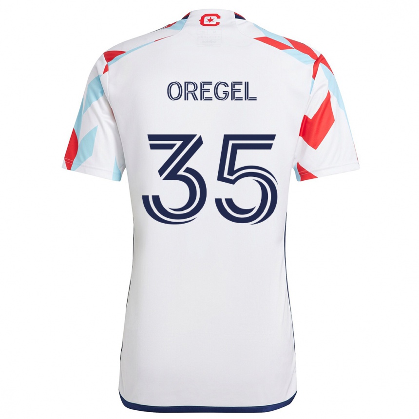 Niño Fútbol Camiseta Sergio Oregel #35 Blanco Rojo Azul 2ª Equipación 2024/25 Argentina