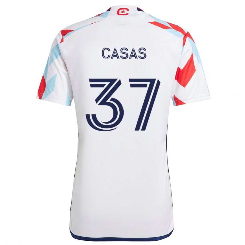 Niño Fútbol Camiseta Javier Casas #37 Blanco Rojo Azul 2ª Equipación 2024/25 Argentina