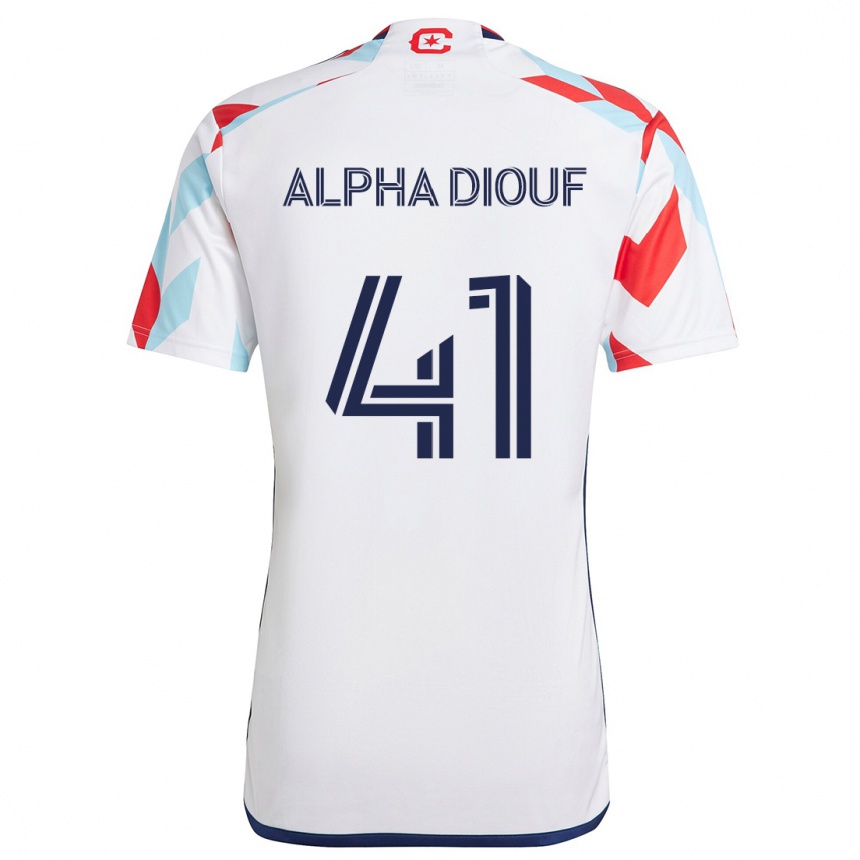 Niño Fútbol Camiseta Jean Alpha Diouf #41 Blanco Rojo Azul 2ª Equipación 2024/25 Argentina