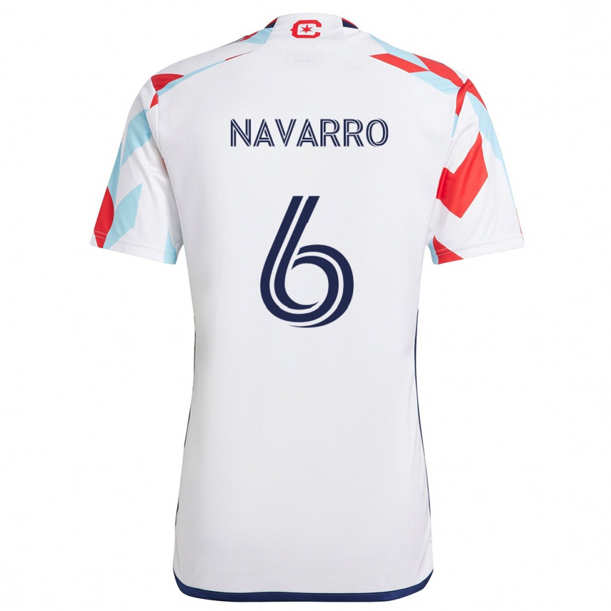 Niño Fútbol Camiseta Miguel Navarro #6 Blanco Rojo Azul 2ª Equipación 2024/25 Argentina