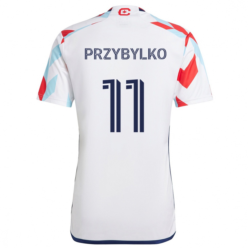 Niño Fútbol Camiseta Kacper Przybylko #11 Blanco Rojo Azul 2ª Equipación 2024/25 Argentina