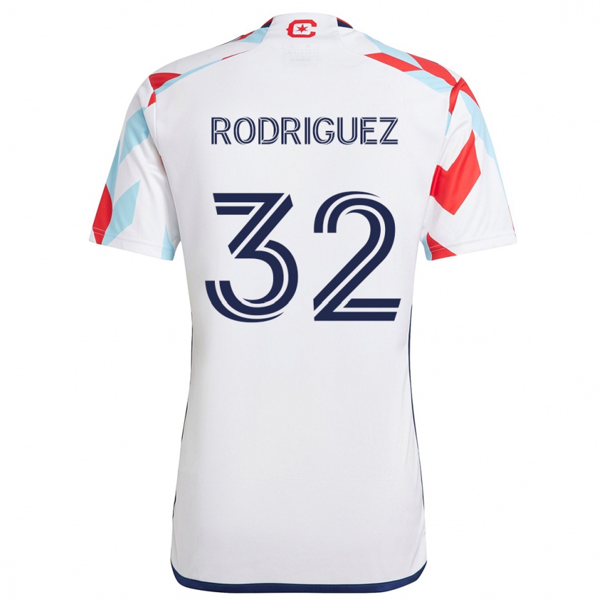 Niño Fútbol Camiseta Missael Rodríguez #32 Blanco Rojo Azul 2ª Equipación 2024/25 Argentina