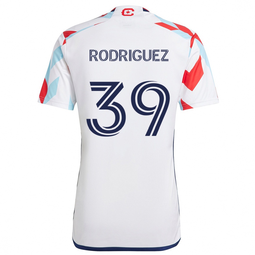 Niño Fútbol Camiseta Allan Rodriguez #39 Blanco Rojo Azul 2ª Equipación 2024/25 Argentina