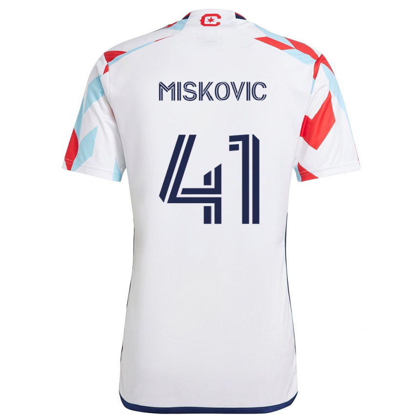 Niño Fútbol Camiseta Mihajlo Miskovic #41 Blanco Rojo Azul 2ª Equipación 2024/25 Argentina