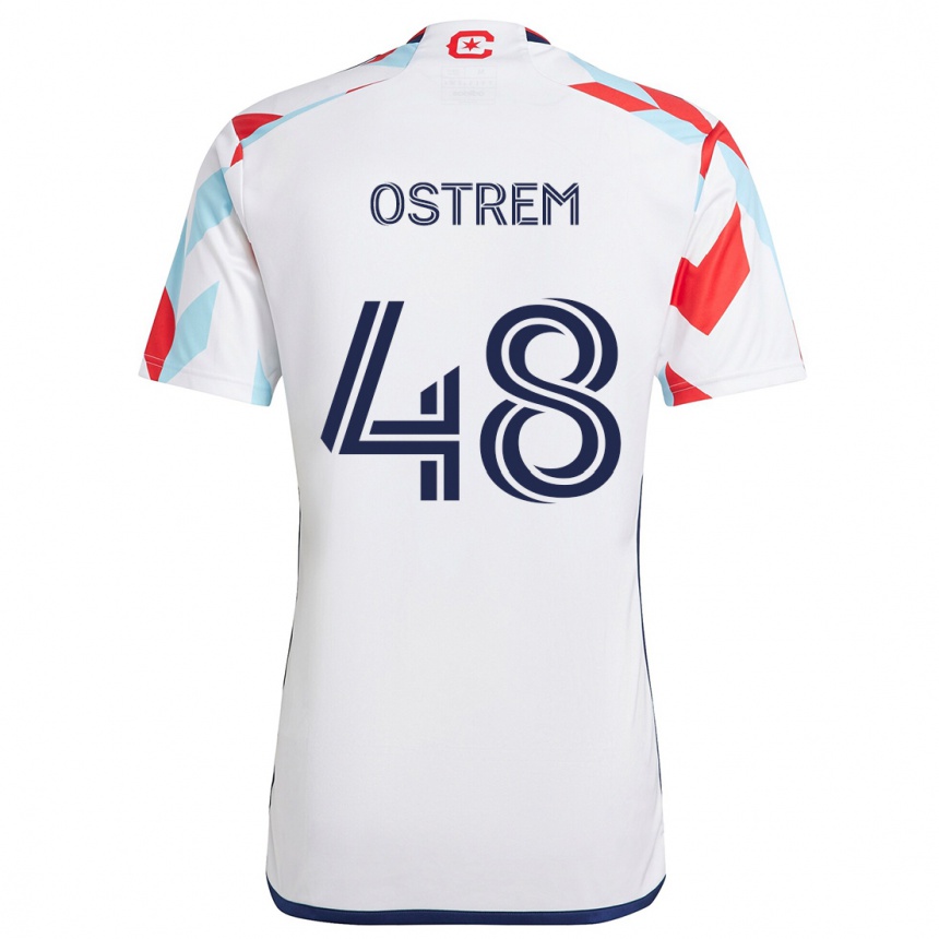 Niño Fútbol Camiseta Charlie Ostrem #48 Blanco Rojo Azul 2ª Equipación 2024/25 Argentina