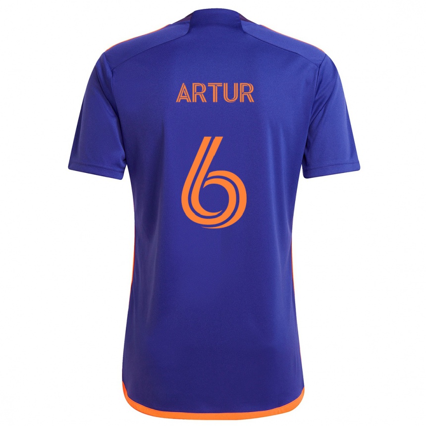 Niño Fútbol Camiseta Artur #6 Púrpura Naranja 2ª Equipación 2024/25 Argentina