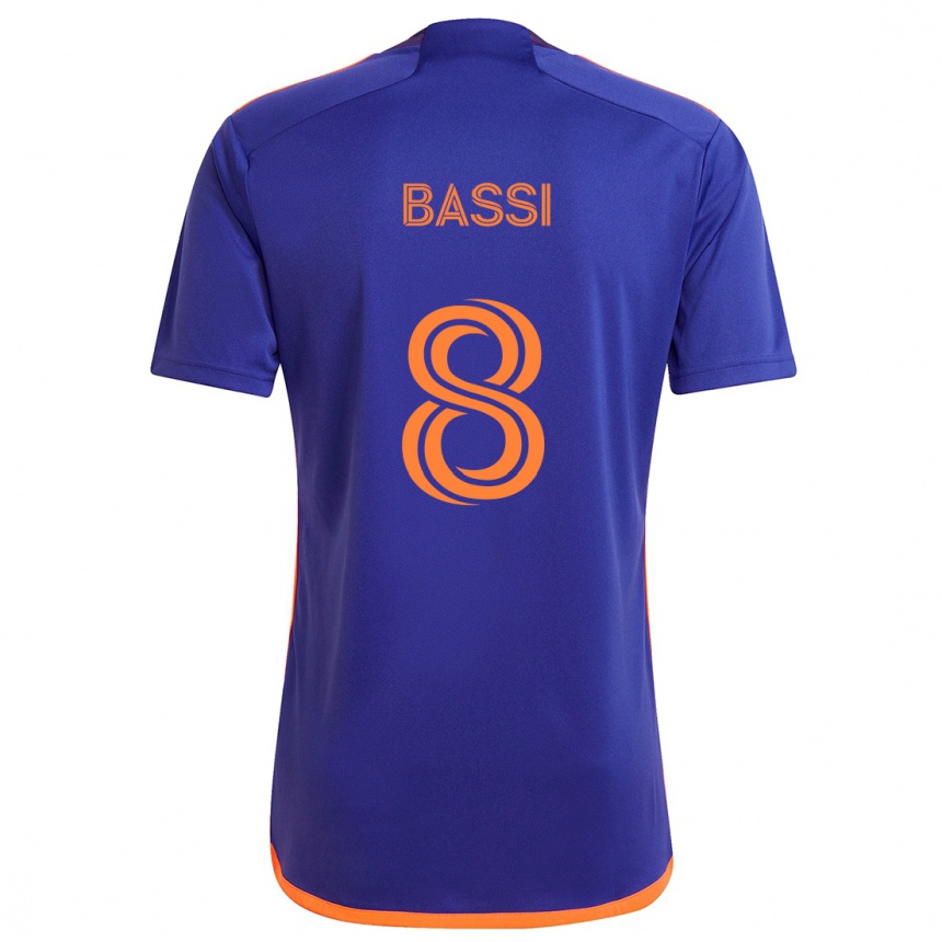 Niño Fútbol Camiseta Amine Bassi #8 Púrpura Naranja 2ª Equipación 2024/25 Argentina