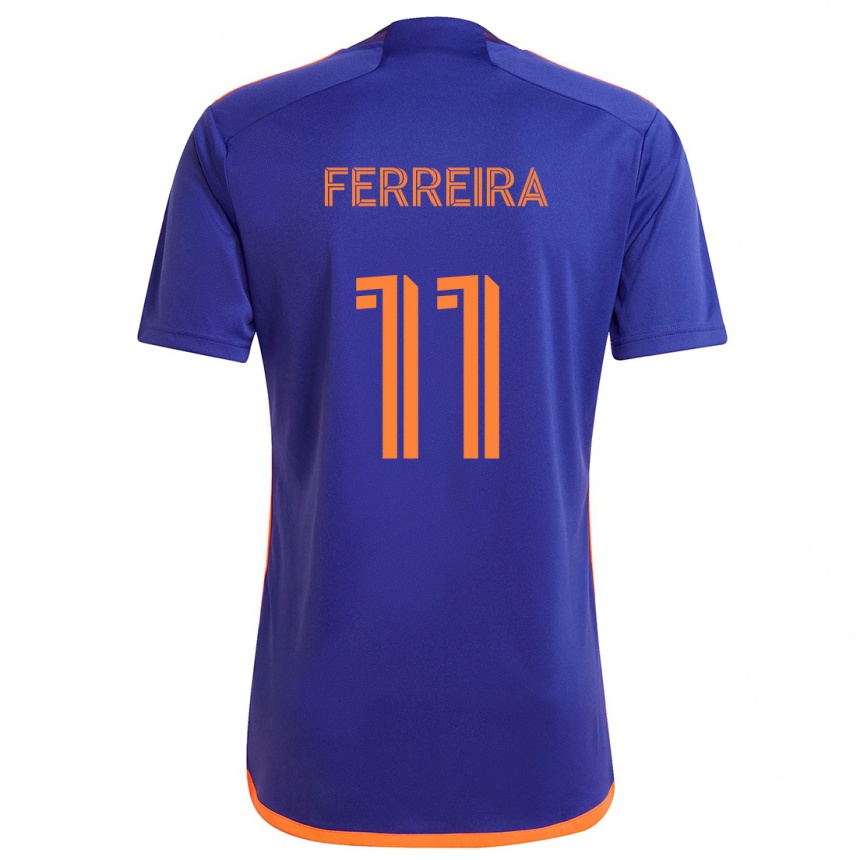 Niño Fútbol Camiseta Sebastián Ferreira #11 Púrpura Naranja 2ª Equipación 2024/25 Argentina