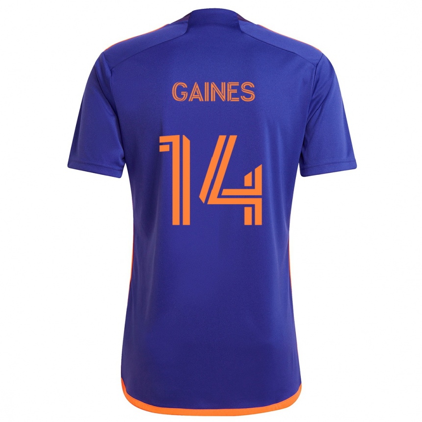 Niño Fútbol Camiseta Mckinze Gaines #14 Púrpura Naranja 2ª Equipación 2024/25 Argentina