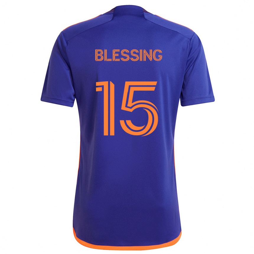 Niño Fútbol Camiseta Latif Blessing #15 Púrpura Naranja 2ª Equipación 2024/25 Argentina