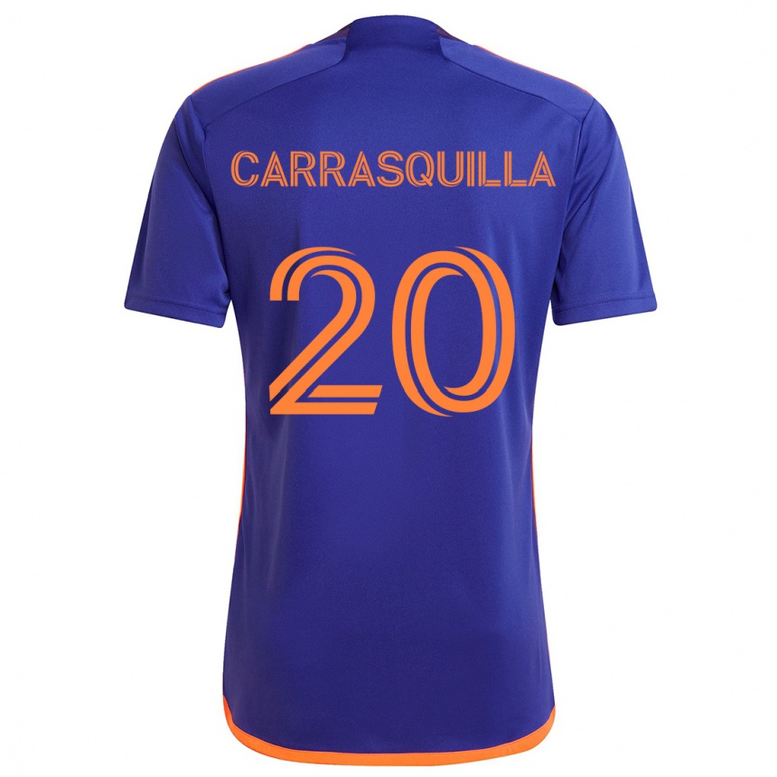 Niño Fútbol Camiseta Adalberto Carrasquilla #20 Púrpura Naranja 2ª Equipación 2024/25 Argentina