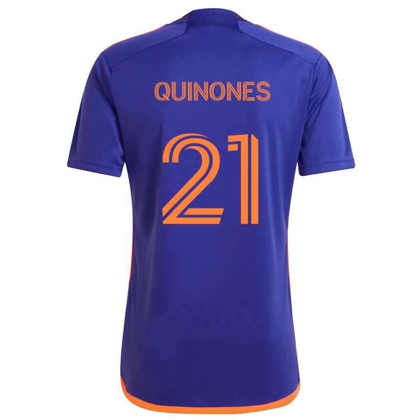 Niño Fútbol Camiseta Nelson Quiñónes #21 Púrpura Naranja 2ª Equipación 2024/25 Argentina