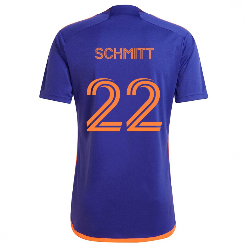 Niño Fútbol Camiseta Tate Schmitt #22 Púrpura Naranja 2ª Equipación 2024/25 Argentina