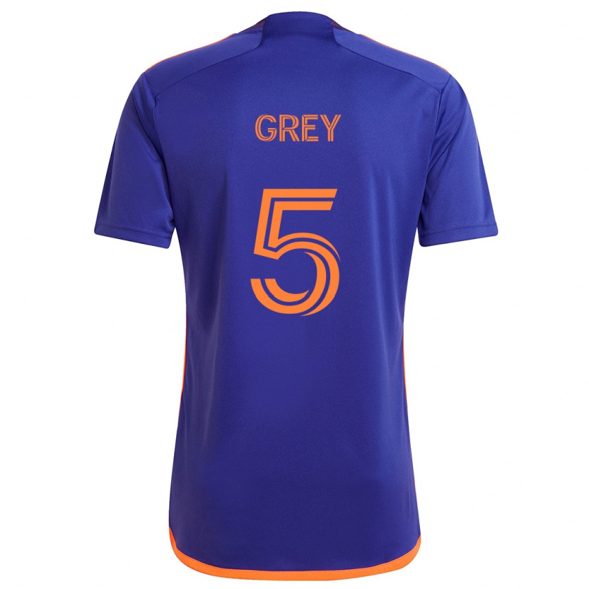 Niño Fútbol Camiseta Omar Grey #5 Púrpura Naranja 2ª Equipación 2024/25 Argentina