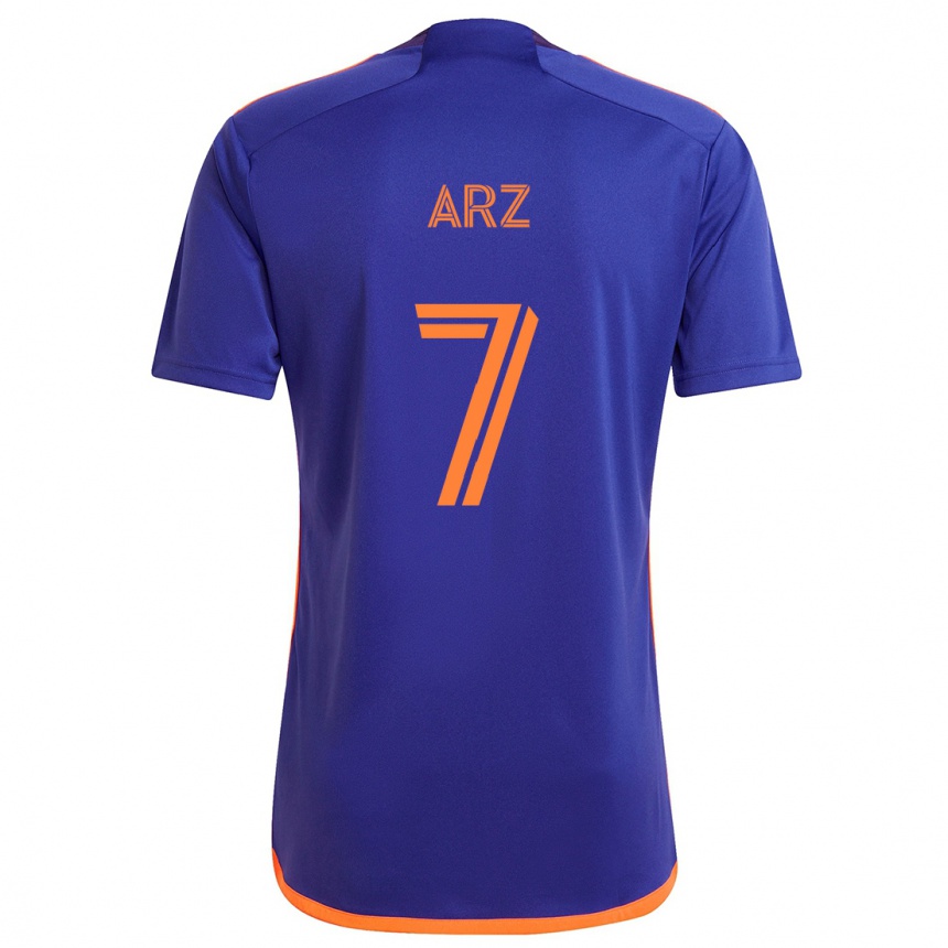 Niño Fútbol Camiseta Exon Arzú #7 Púrpura Naranja 2ª Equipación 2024/25 Argentina