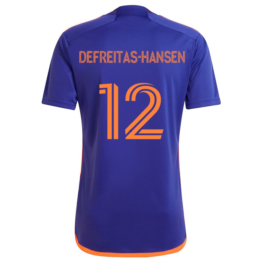 Niño Fútbol Camiseta Nicholas Defreitas-Hansen #12 Púrpura Naranja 2ª Equipación 2024/25 Argentina