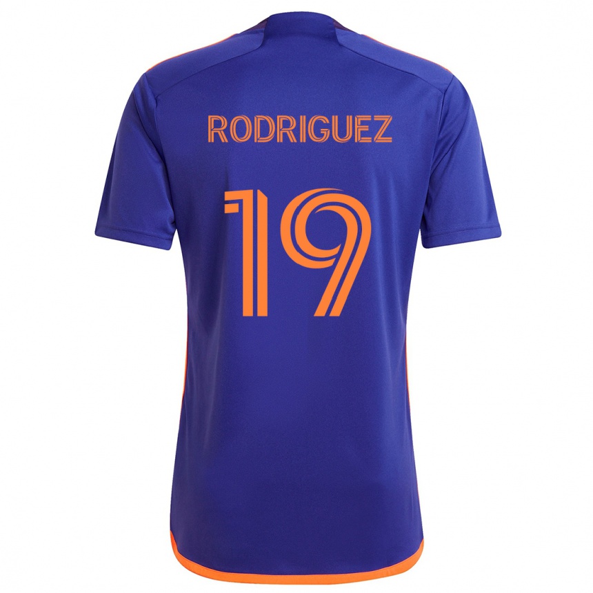 Niño Fútbol Camiseta Sebastian Rodriguez #19 Púrpura Naranja 2ª Equipación 2024/25 Argentina