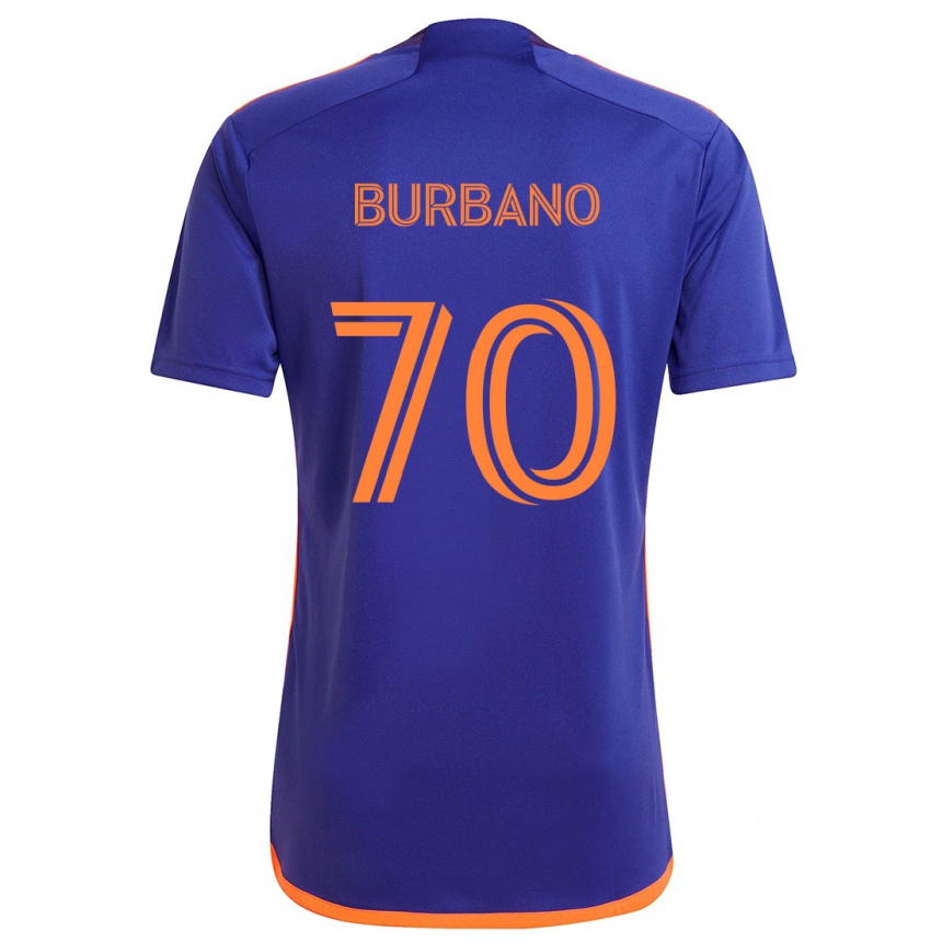 Niño Fútbol Camiseta Jordy Burbano #70 Púrpura Naranja 2ª Equipación 2024/25 Argentina