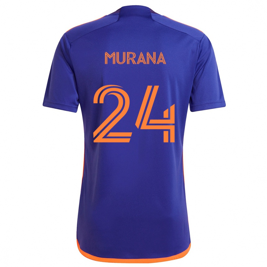 Niño Fútbol Camiseta Mujeeb Murana #24 Púrpura Naranja 2ª Equipación 2024/25 Argentina