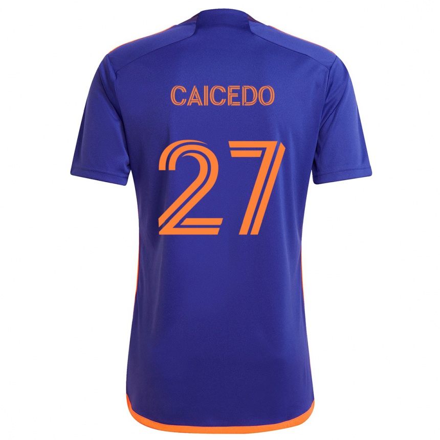 Niño Fútbol Camiseta Luis Caicedo #27 Púrpura Naranja 2ª Equipación 2024/25 Argentina