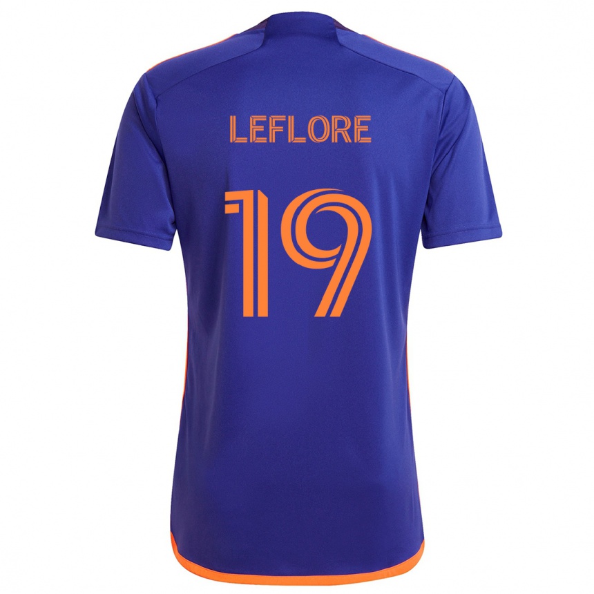 Niño Fútbol Camiseta Isaiah Leflore #19 Púrpura Naranja 2ª Equipación 2024/25 Argentina