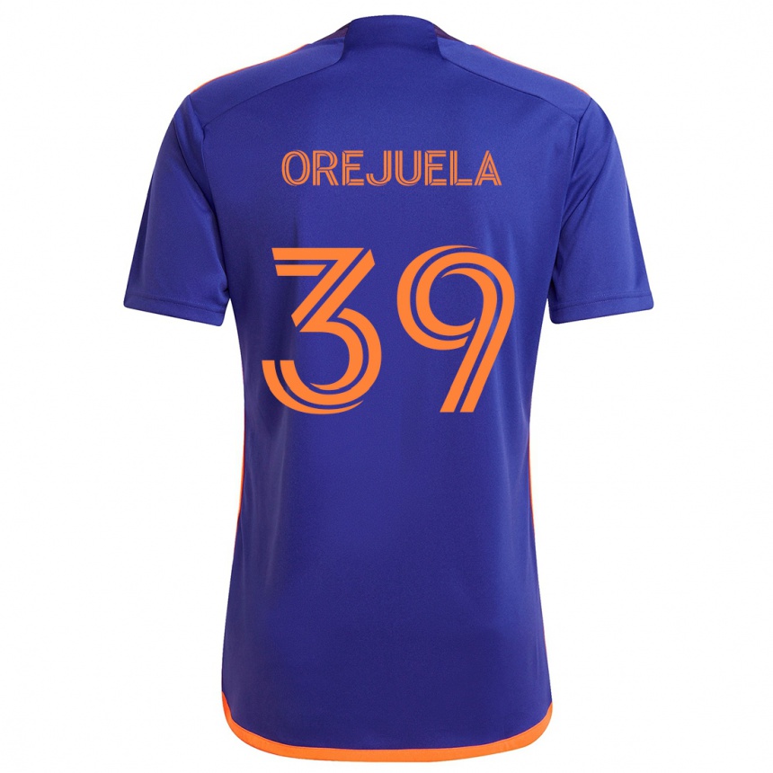 Niño Fútbol Camiseta Jesus Orejuela #39 Púrpura Naranja 2ª Equipación 2024/25 Argentina