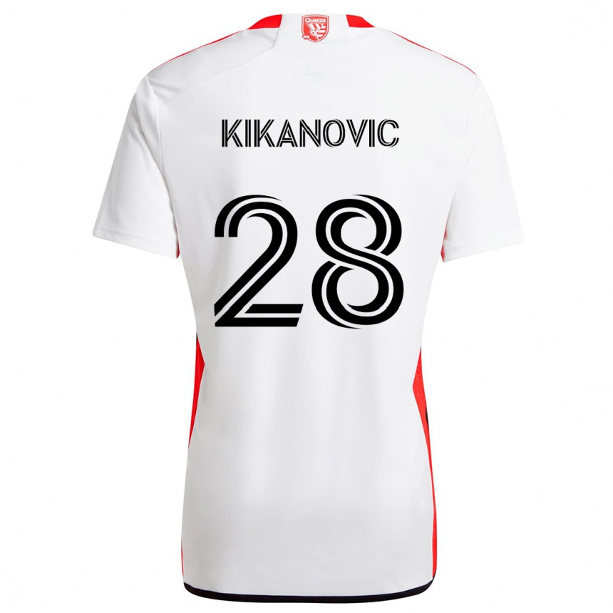 Niño Fútbol Camiseta Benjamin Kikanovic #28 Blanco Rojo 2ª Equipación 2024/25 Argentina