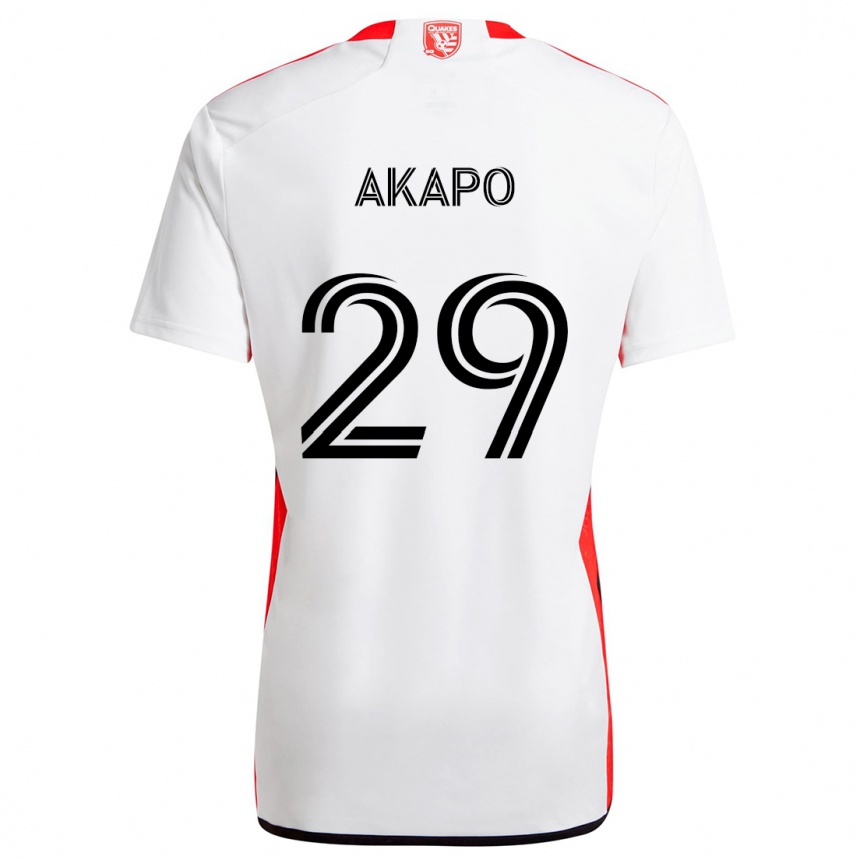 Niño Fútbol Camiseta Carlos Akapo #29 Blanco Rojo 2ª Equipación 2024/25 Argentina