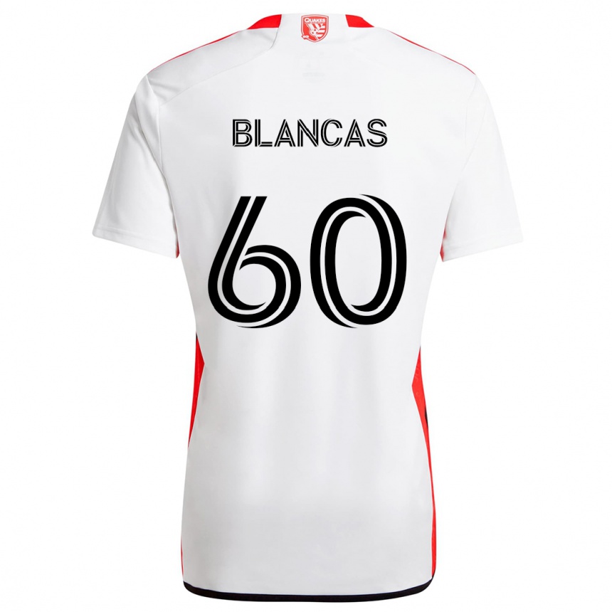 Niño Fútbol Camiseta Eduardo Blancas #60 Blanco Rojo 2ª Equipación 2024/25 Argentina