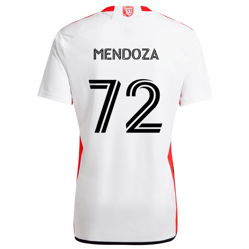 Niño Fútbol Camiseta Edwyn Mendoza #72 Blanco Rojo 2ª Equipación 2024/25 Argentina