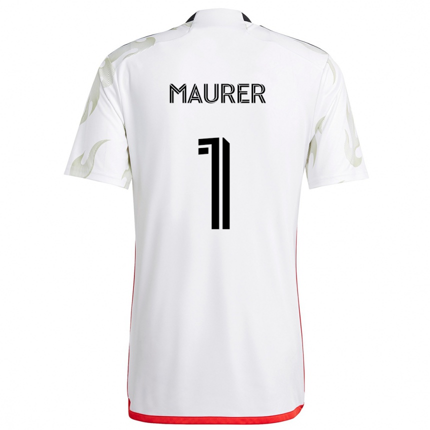 Niño Fútbol Camiseta Jimmy Maurer #1 Blanco Rojo Negro 2ª Equipación 2024/25 Argentina