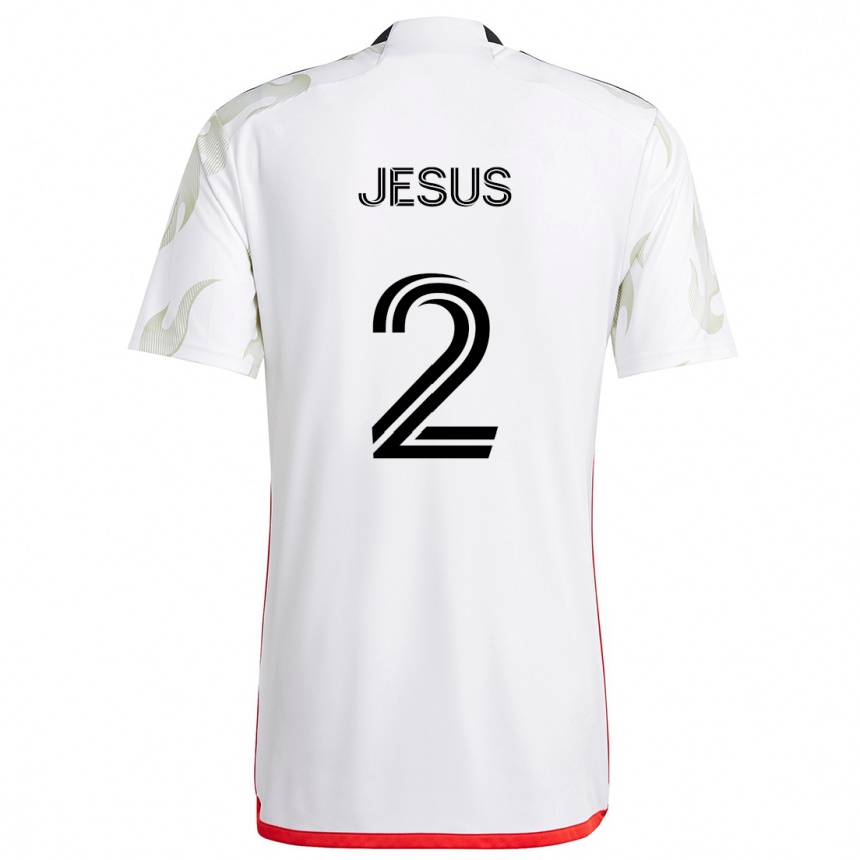 Niño Fútbol Camiseta Geovane Jesus #2 Blanco Rojo Negro 2ª Equipación 2024/25 Argentina