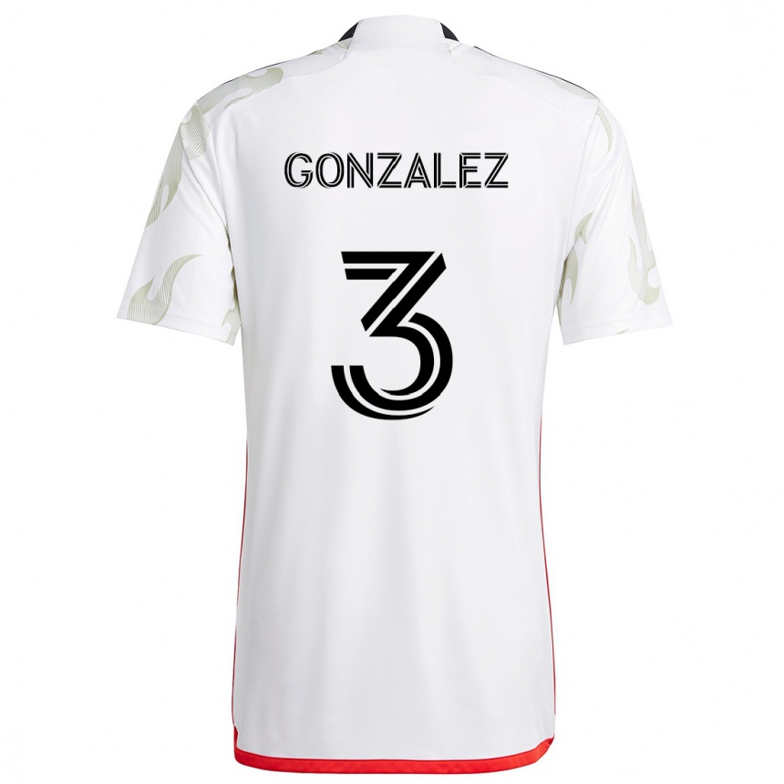 Niño Fútbol Camiseta Omar González #3 Blanco Rojo Negro 2ª Equipación 2024/25 Argentina