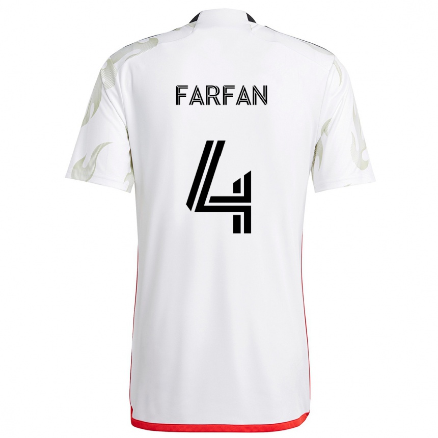 Niño Fútbol Camiseta Marco Farfán #4 Blanco Rojo Negro 2ª Equipación 2024/25 Argentina