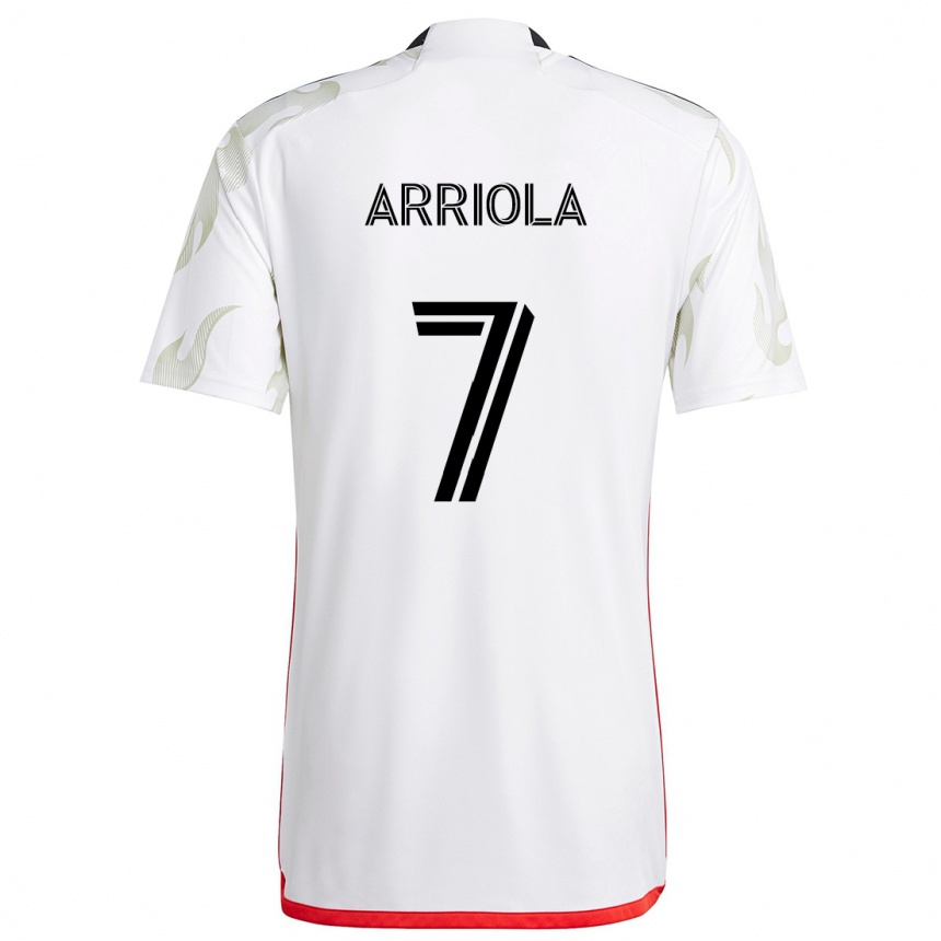 Niño Fútbol Camiseta Paul Arriola #7 Blanco Rojo Negro 2ª Equipación 2024/25 Argentina