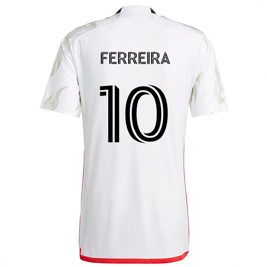 Niño Fútbol Camiseta Jesús Ferreira #10 Blanco Rojo Negro 2ª Equipación 2024/25 Argentina