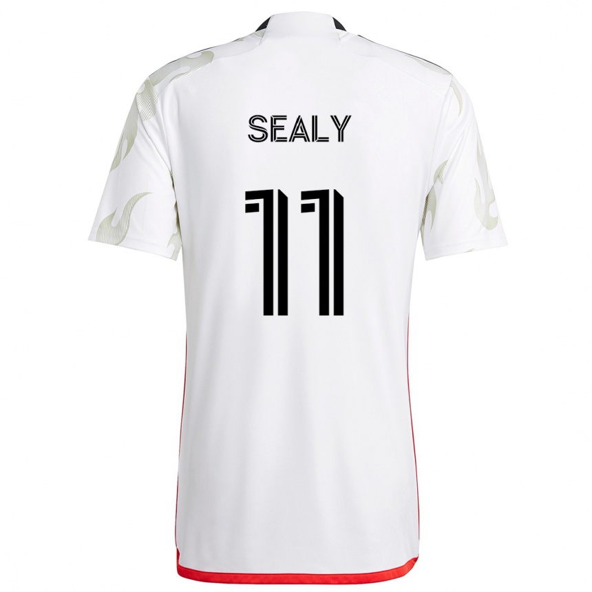 Niño Fútbol Camiseta Dante Sealy #11 Blanco Rojo Negro 2ª Equipación 2024/25 Argentina