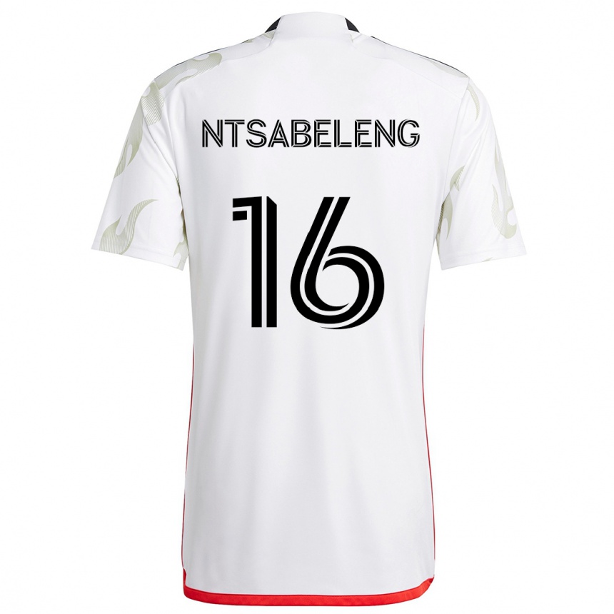 Niño Fútbol Camiseta Tsiki Ntsabeleng #16 Blanco Rojo Negro 2ª Equipación 2024/25 Argentina