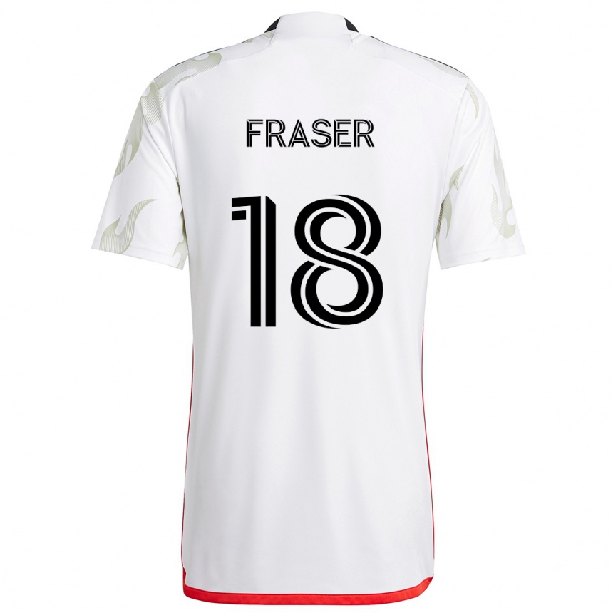 Niño Fútbol Camiseta Liam Fraser #18 Blanco Rojo Negro 2ª Equipación 2024/25 Argentina